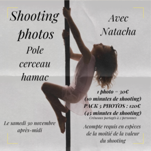 Lire la suite à propos de l’article Shooting photos pole / cerceau /hamac fond blanc effet « contre-jour » avec Natacha le samedi 30 novembre 2024